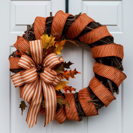 Fall/Autumn Season Ribbon Wreath